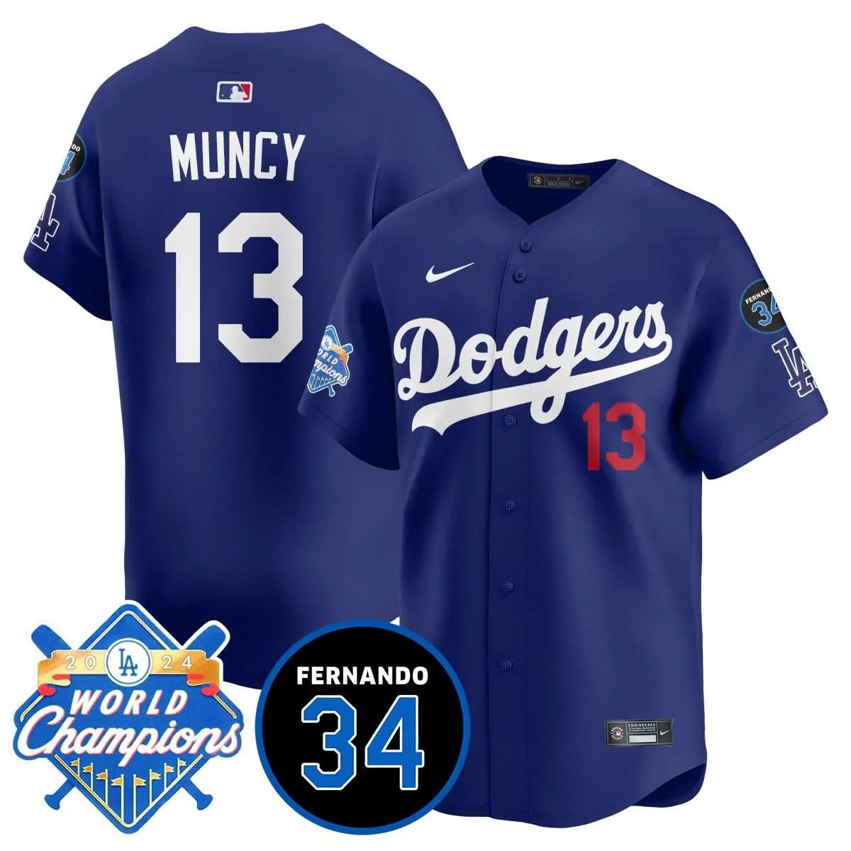 LA Dodgers - World Series Champions 2024/Fernando Valenzuela Memorial Jersey - All Stitched - Limited Jersey | MLB Jersey LA Dodgers - World Series Champions 2024/Fernando Valenzuela Memorial Jersey - All Stitched - Limited Jersey | MLB Jersey
