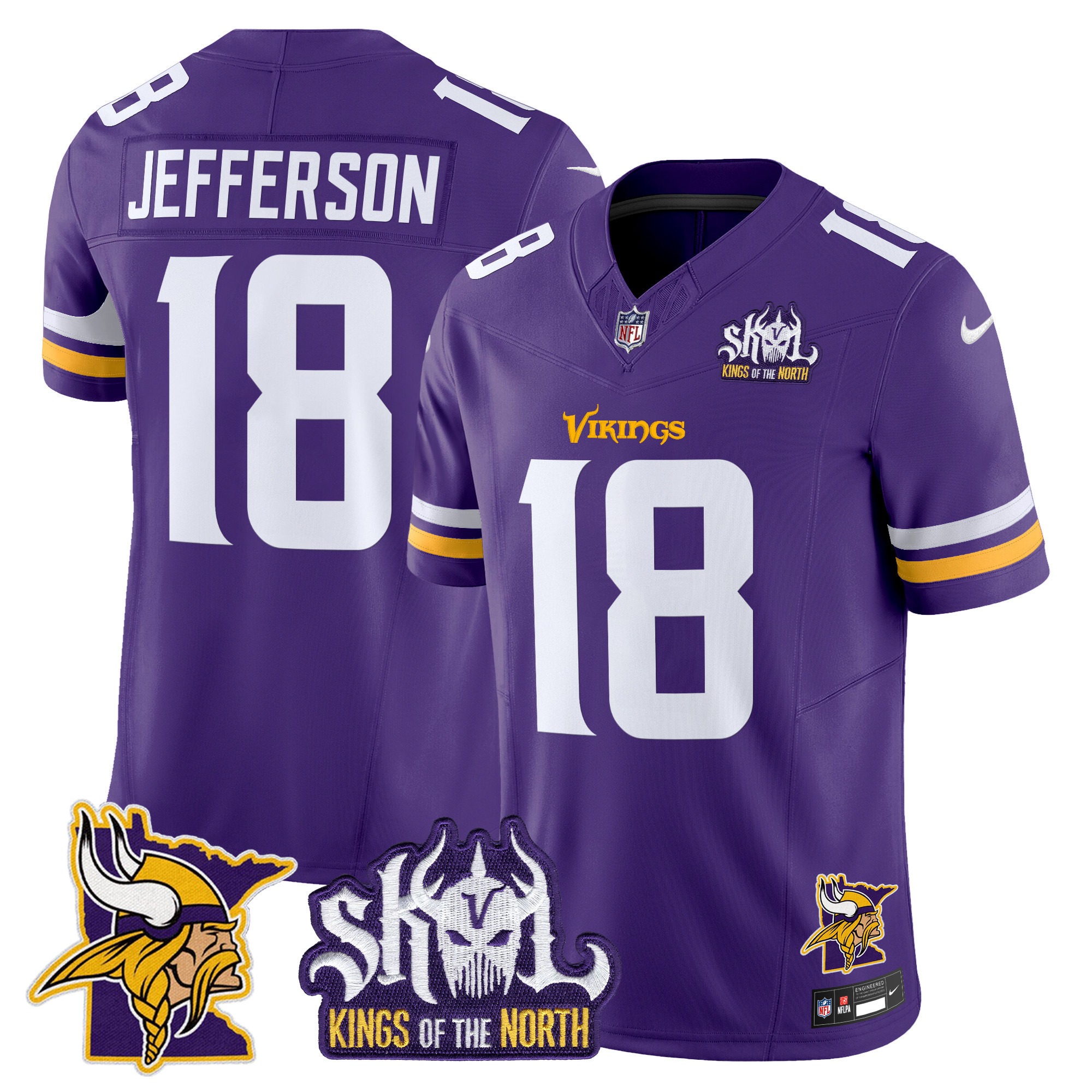 Minnesota Vikings Kings Of The North Patch Vapor Limited Jersey V3 - All Stitched - Limited Jersey | NFL Jersey Minnesota Vikings Kings Of The North Patch Vapor Limited Jersey V3 - All Stitched - Limited Jersey | NFL Jersey
