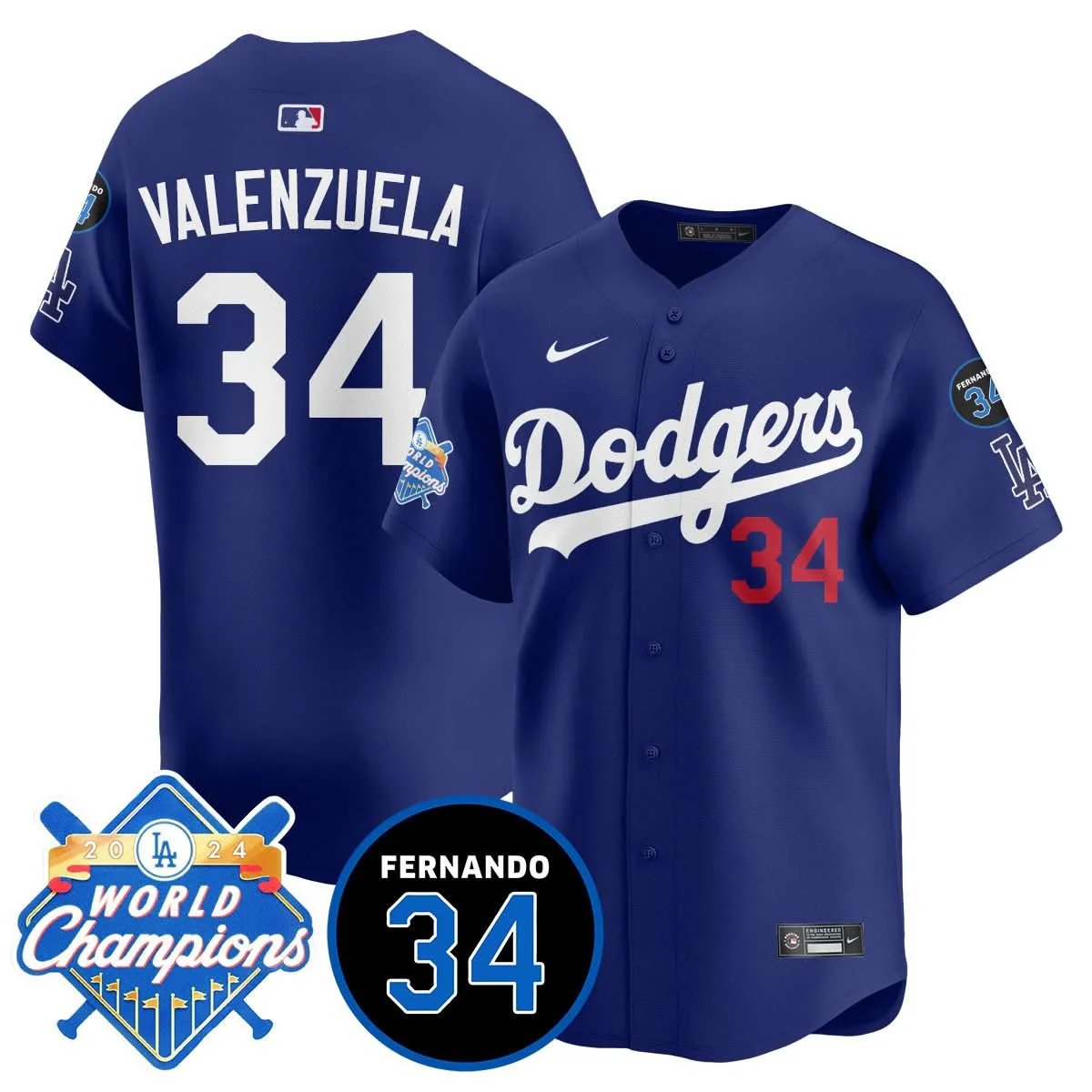 LA Dodgers - World Series Champions 2024/Fernando Valenzuela Memorial Jersey - All Stitched - Limited Jersey | MLB Jersey LA Dodgers - World Series Champions 2024/Fernando Valenzuela Memorial Jersey - All Stitched - Limited Jersey | MLB Jersey