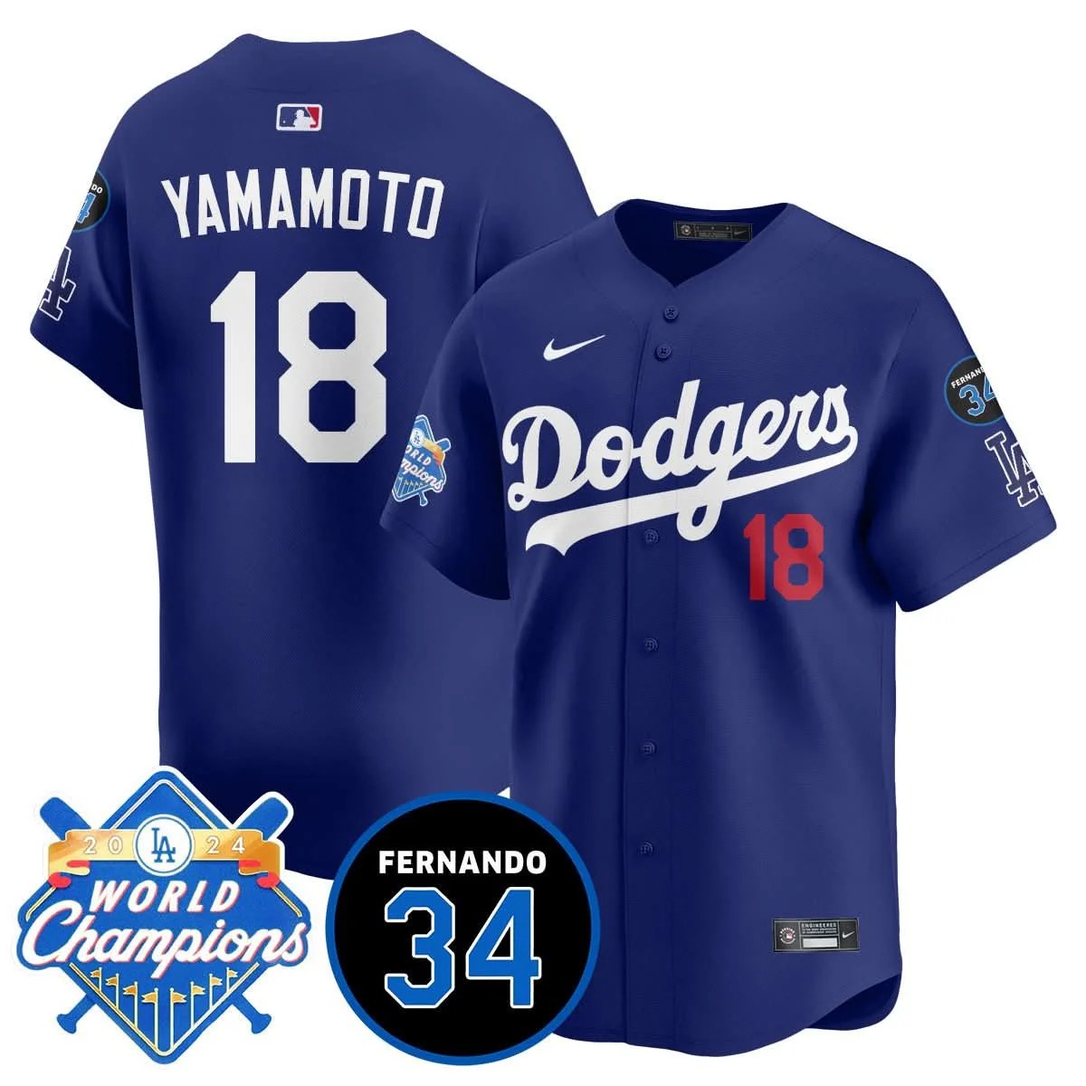 LA Dodgers - World Series Champions 2024/Fernando Valenzuela Memorial Jersey - All Stitched - Limited Jersey | MLB Jersey LA Dodgers - World Series Champions 2024/Fernando Valenzuela Memorial Jersey - All Stitched - Limited Jersey | MLB Jersey