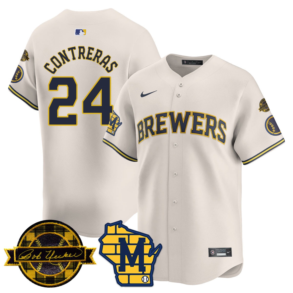 Men's Milwaukee Brewers 2025 Limited Jersey - Bob Uecker Patch - All Stitched - Limited Jersey | MLB Jersey Men's Milwaukee Brewers 2025 Limited Jersey - Bob Uecker Patch - All Stitched - Limited Jersey | MLB Jersey