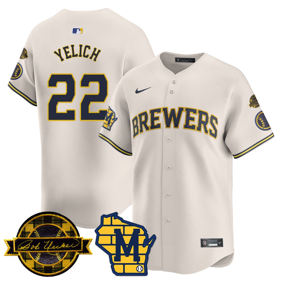 Men's Milwaukee Brewers 2025 Limited Jersey - Bob Uecker Patch - All Stitched - Limited Jersey | MLB Jersey Men's Milwaukee Brewers 2025 Limited Jersey - Bob Uecker Patch - All Stitched - Limited Jersey | MLB Jersey
