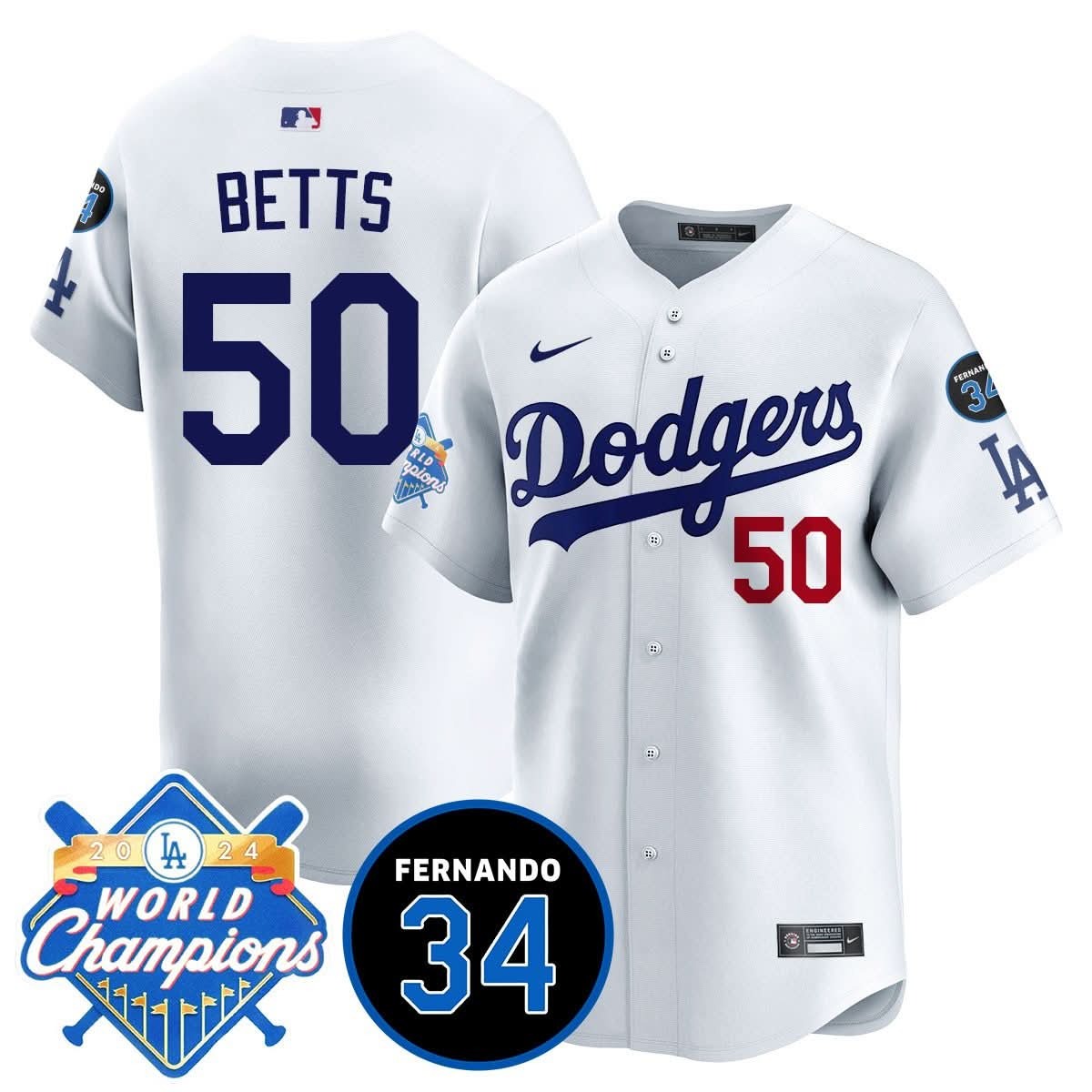 LA Dodgers - World Series Champions 2024/Fernando Valenzuela Memorial Jersey - All Stitched - Limited Jersey | MLB Jersey LA Dodgers - World Series Champions 2024/Fernando Valenzuela Memorial Jersey - All Stitched - Limited Jersey | MLB Jersey