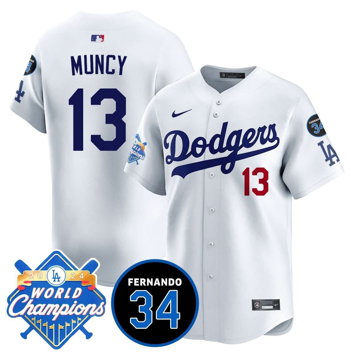 LA Dodgers - World Series Champions 2024/Fernando Valenzuela Memorial Jersey - All Stitched - Limited Jersey | MLB Jersey LA Dodgers - World Series Champions 2024/Fernando Valenzuela Memorial Jersey - All Stitched - Limited Jersey | MLB Jersey