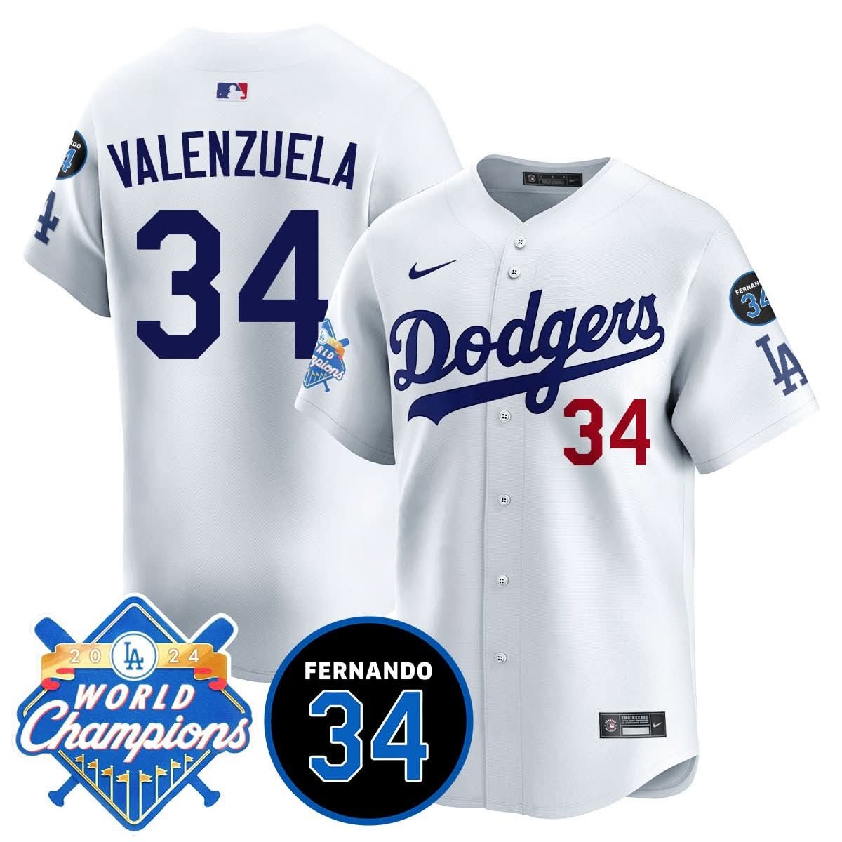 LA Dodgers - World Series Champions 2024/Fernando Valenzuela Memorial Jersey - All Stitched - Limited Jersey | MLB Jersey LA Dodgers - World Series Champions 2024/Fernando Valenzuela Memorial Jersey - All Stitched - Limited Jersey | MLB Jersey