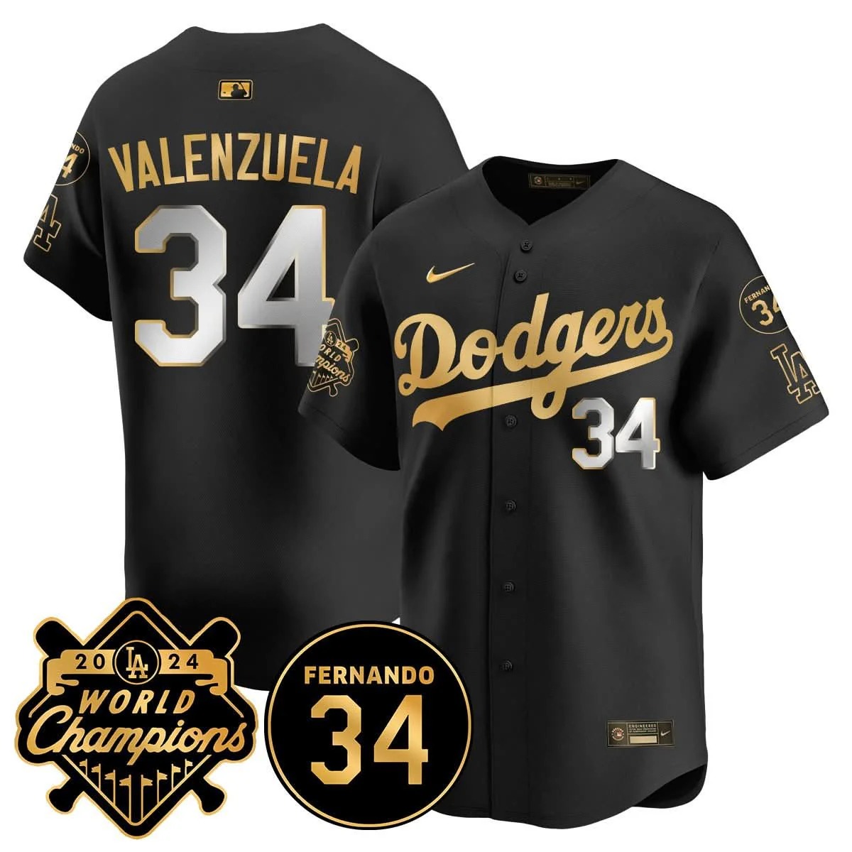 LA Dodgers - World Series Champions 2024/Fernando Valenzuela Memorial Jersey - All Stitched - Limited Jersey | MLB Jersey LA Dodgers - World Series Champions 2024/Fernando Valenzuela Memorial Jersey - All Stitched - Limited Jersey | MLB Jersey