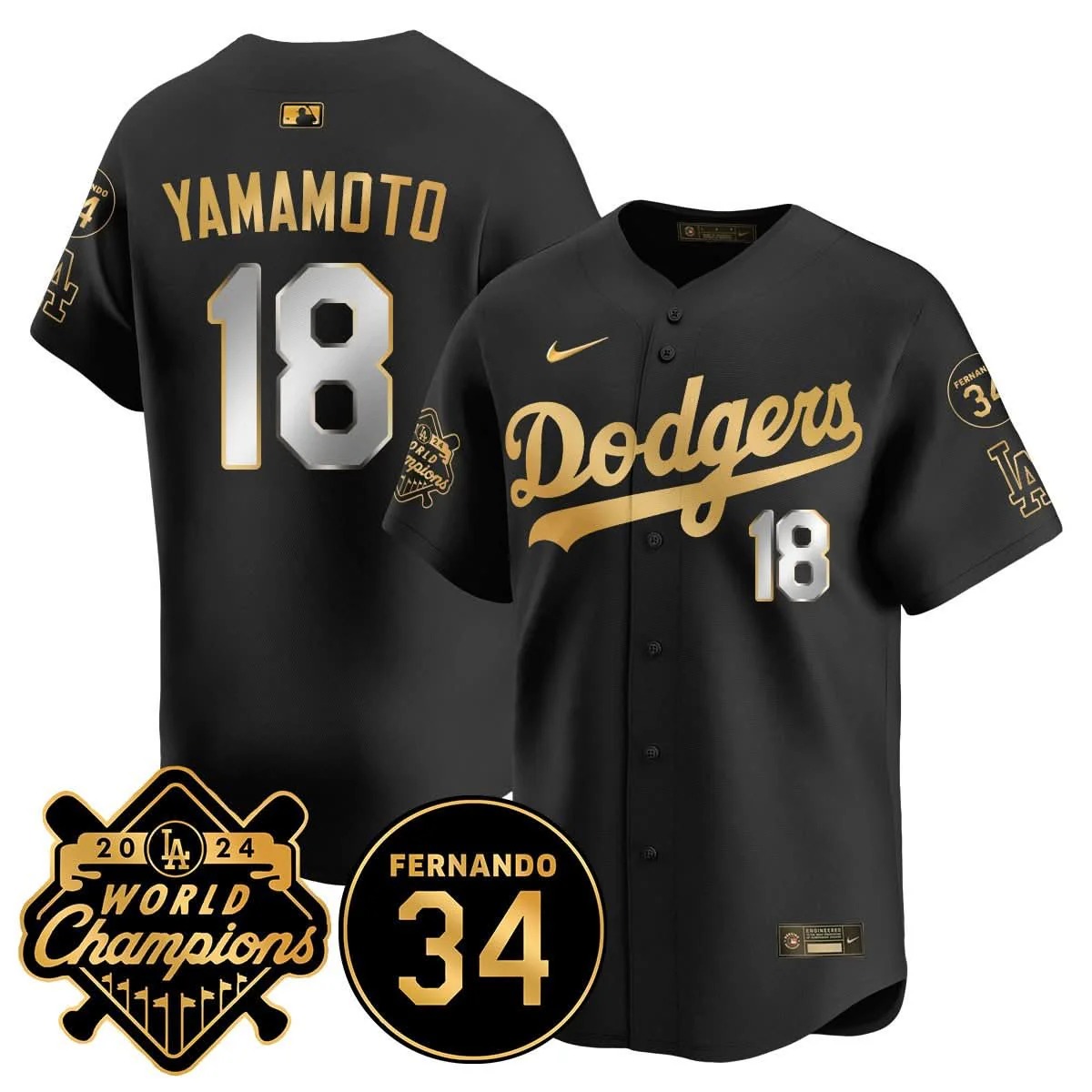 LA Dodgers - World Series Champions 2024/Fernando Valenzuela Memorial Jersey - All Stitched - Limited Jersey | MLB Jersey LA Dodgers - World Series Champions 2024/Fernando Valenzuela Memorial Jersey - All Stitched - Limited Jersey | MLB Jersey