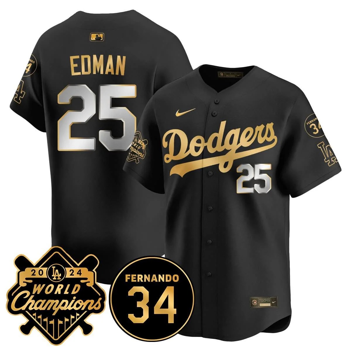 LA Dodgers - World Series Champions 2024/Fernando Valenzuela Memorial Jersey - All Stitched - Limited Jersey | MLB Jersey LA Dodgers - World Series Champions 2024/Fernando Valenzuela Memorial Jersey - All Stitched - Limited Jersey | MLB Jersey