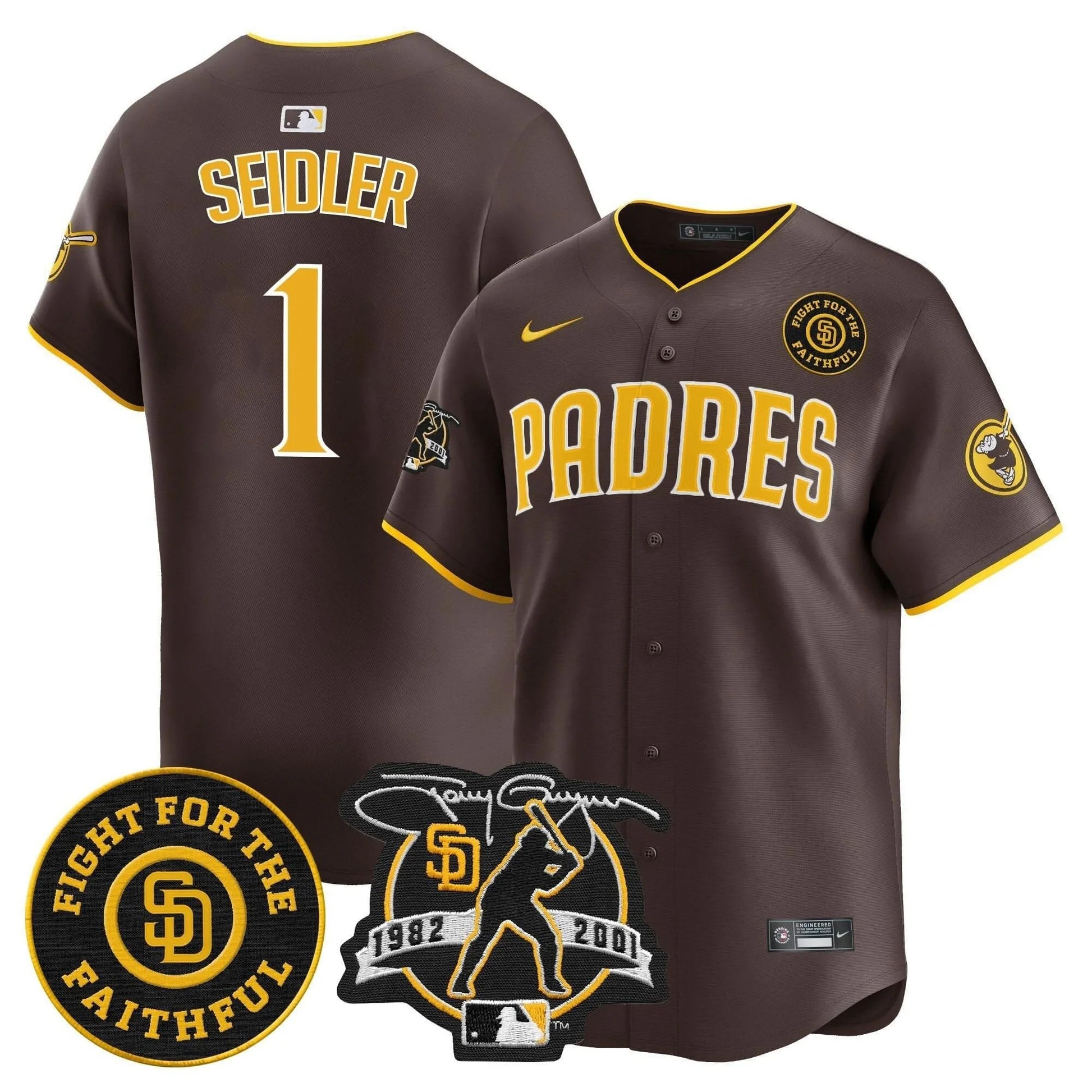 Padres Tony Gwynn & Faithful Patch Vapor Premier Limited Jersey – All Stitched - Limited Jersey | MLB Jersey Padres Tony Gwynn & Faithful Patch Vapor Premier Limited Jersey – All Stitched - Limited Jersey | MLB Jersey