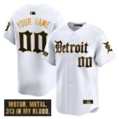 Detroit Tigers 'Motor Gothic Edition' Gold Vapor Premier Limited Custom Jersey - All Stitched - Limited Jersey | MLB Jersey