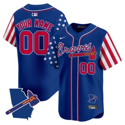 Atlanta Braves 2025 Independence Day Vapor Premier Limited Custom Jersey V2 - All Stitched - Limited Jersey | MLB Jersey