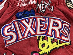 Mitchell & Ness Red Philadelphia 76ers 1998/99 Hardwood Classics Slap Sticker Swingman - Limited Shorts | NBA Shorts