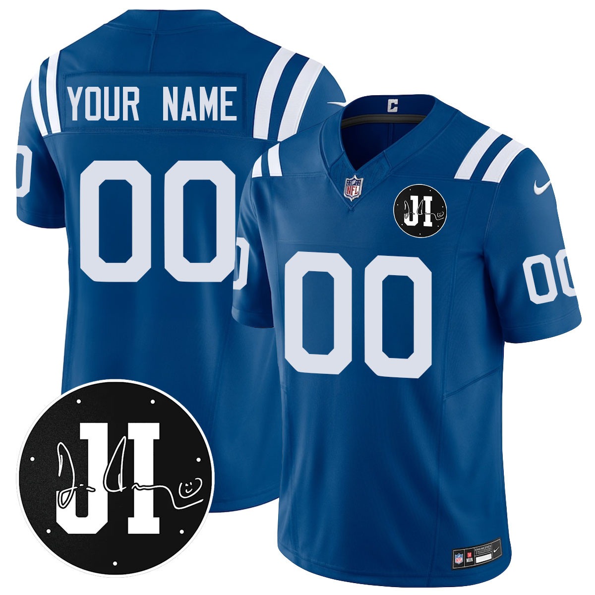 Custom Indianapolis Colts Limited 2025 Jersey - Memorial Patch for Jim Irsay - All Stitched - Limited Jersey | NFL Jersey Custom Indianapolis Colts Limited 2025 Jersey - Memorial Patch for Jim Irsay - All Stitched - Limited Jersey | NFL Jersey