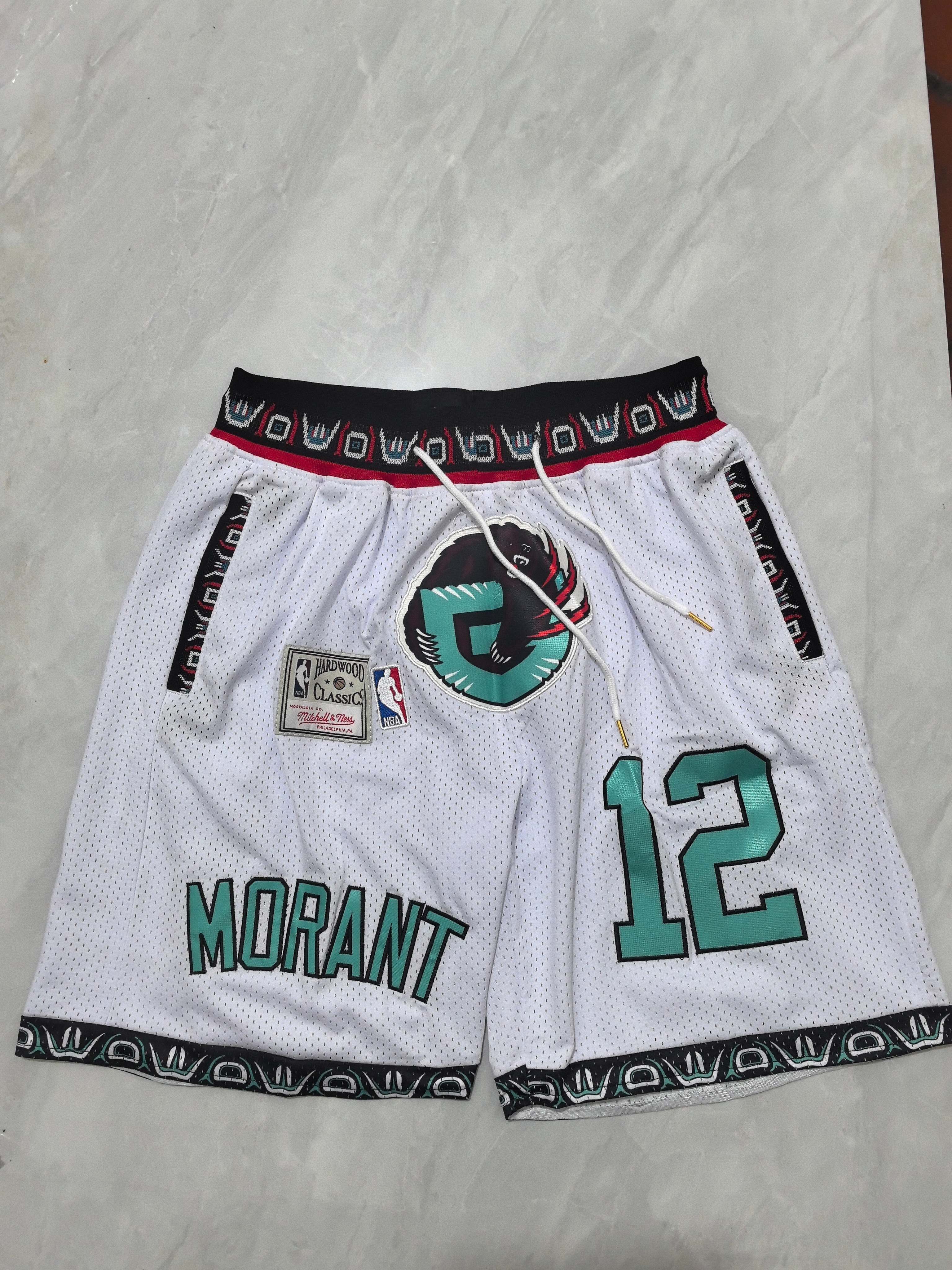 NBA Memphis Grizzlies Hardwood Classics Ja Morant White Shorts  - Limited Shorts | NBA Shorts NBA Memphis Grizzlies Hardwood Classics Ja Morant White Shorts  - Limited Shorts | NBA Shorts