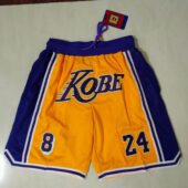NBA KOBE BRYANT Los Angeles Lakers Yellow Gold Basketball Shorts - Limited Shorts | NBA Shorts