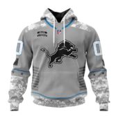 Detroit Lions | Light Weight Specialized Design Camo Salute Hoodie - Limited Hoodie | NFL Hoodie