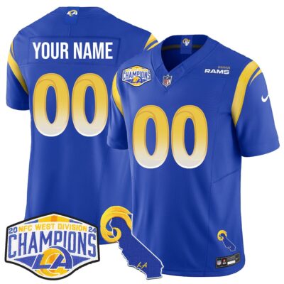 Custom Los Angeles Rams 2024 NFC West Division Champions Vapor Jersey - All Stitched - Limited Jersey | NFL Jersey