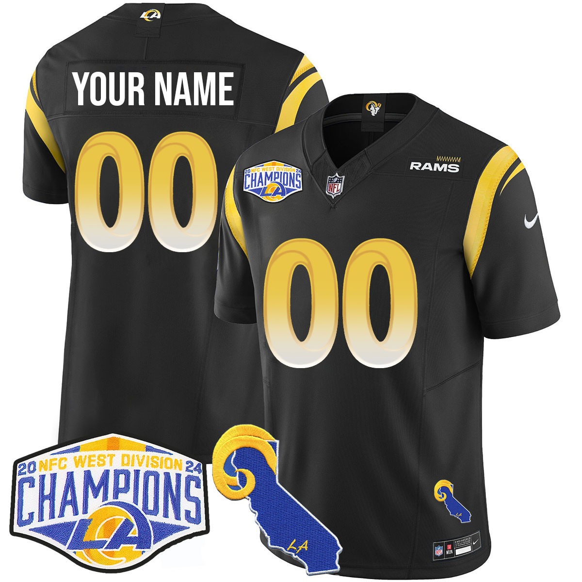Custom Los Angeles Rams 2024 NFC West Division Champions Vapor Jersey - All Stitched - Limited Jersey | NFL Jersey Custom Los Angeles Rams 2024 NFC West Division Champions Vapor Jersey - All Stitched - Limited Jersey | NFL Jersey