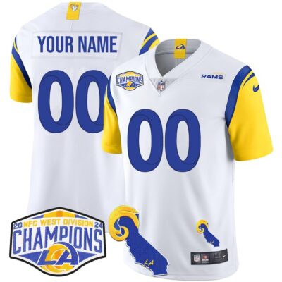 Custom Los Angeles Rams 2024 NFC West Division Champions Vapor Jersey - All Stitched - Limited Jersey | NFL Jersey