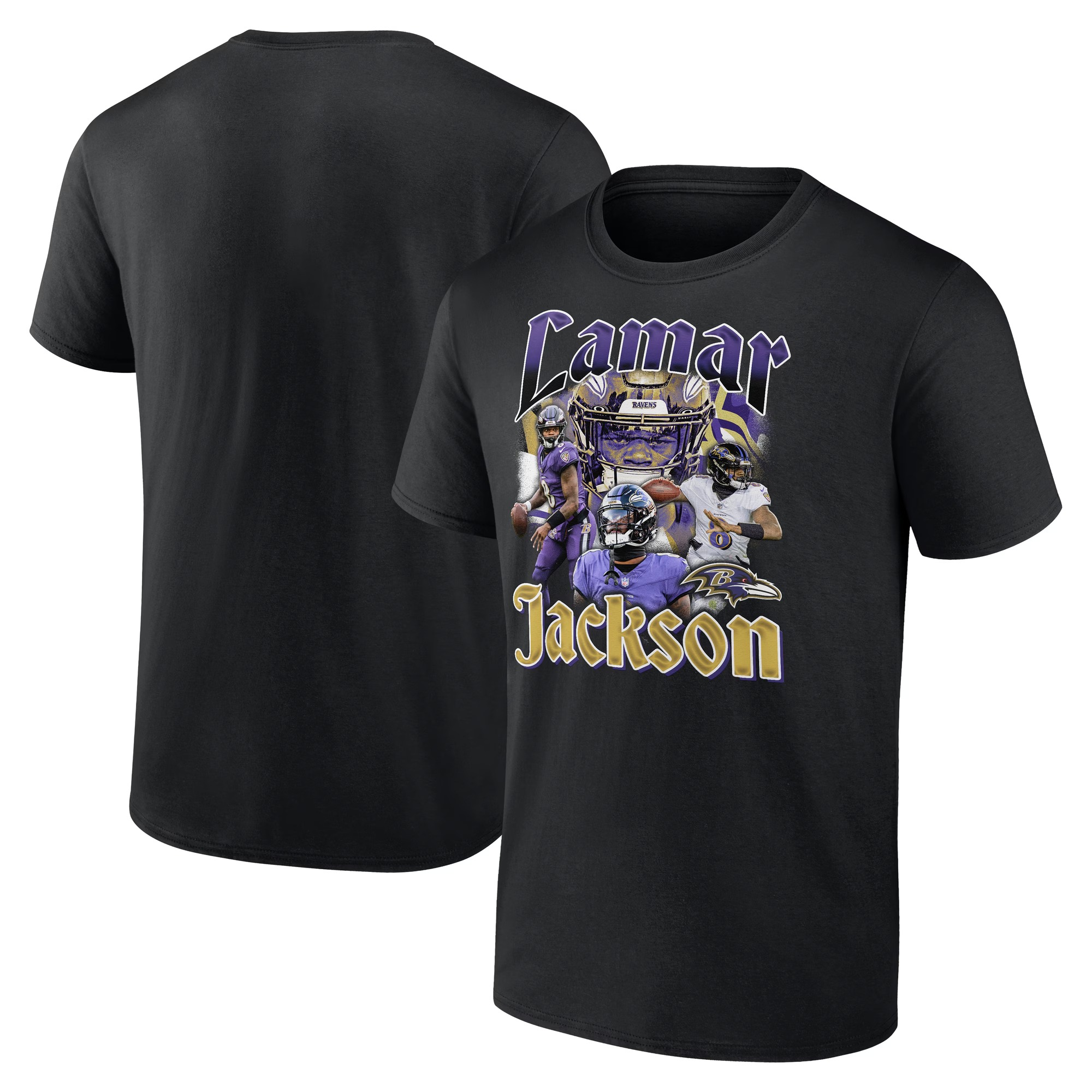 Men's Baltimore Ravens Lamar Jackson Fanatics Black Notorious Player Graphic T-Shirt | NFl T-Shirt Men's Baltimore Ravens Lamar Jackson Fanatics Black Notorious Player Graphic T-Shirt | NFl T-Shirt