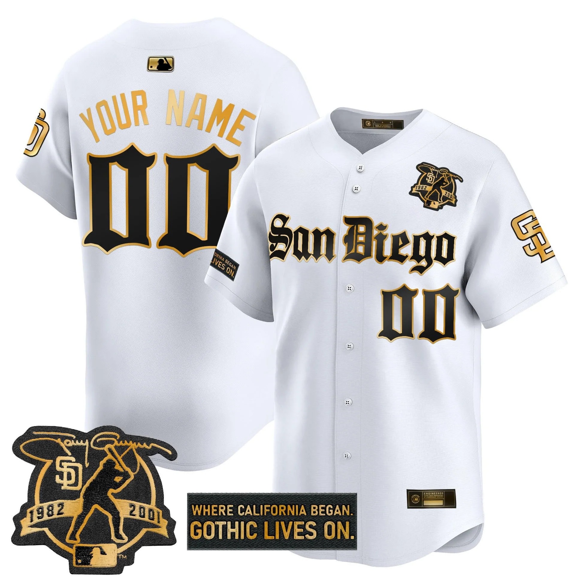 San Diego Padres 'Gothic Edition' Gold Vapor Premier Limited Custom Jersey - All Stitched - Limited Jersey | MLB Jersey San Diego Padres 'Gothic Edition' Gold Vapor Premier Limited Custom Jersey - All Stitched - Limited Jersey | MLB Jersey
