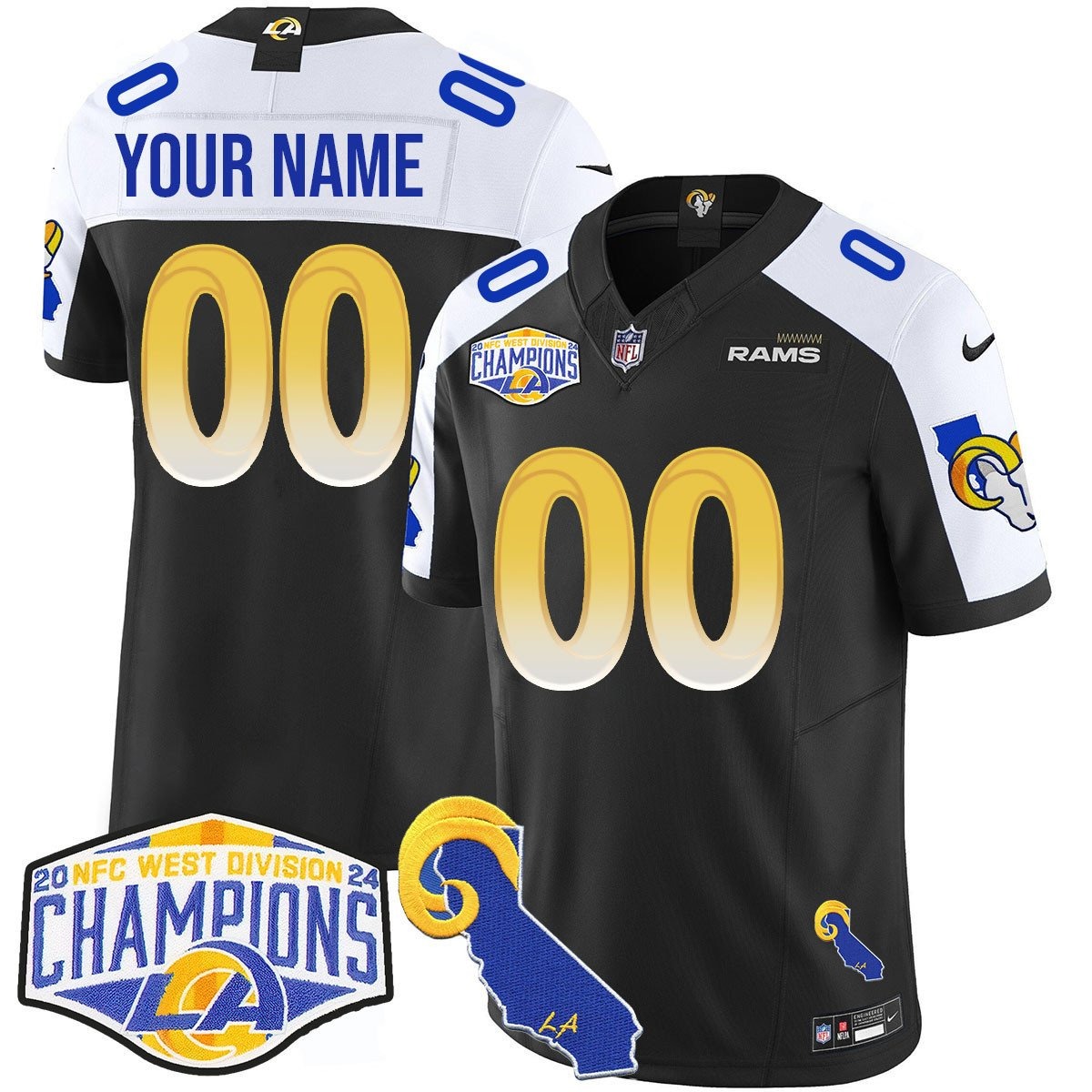Custom Los Angeles Rams 2024 NFC West Division Champions Vapor Jersey - All Stitched - Limited Jersey | NFL Jersey Custom Los Angeles Rams 2024 NFC West Division Champions Vapor Jersey - All Stitched - Limited Jersey | NFL Jersey