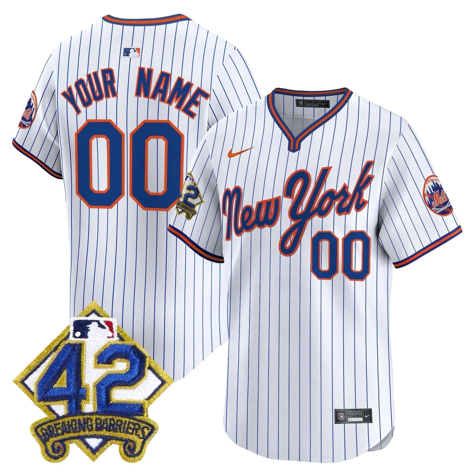 New York Mets 2025 Jackie Robinson Patch Road Alternate Custom Jersey – All Stitched - Limited Jersey | MLB Jersey New York Mets 2025 Jackie Robinson Patch Road Alternate Custom Jersey – All Stitched - Limited Jersey | MLB Jersey