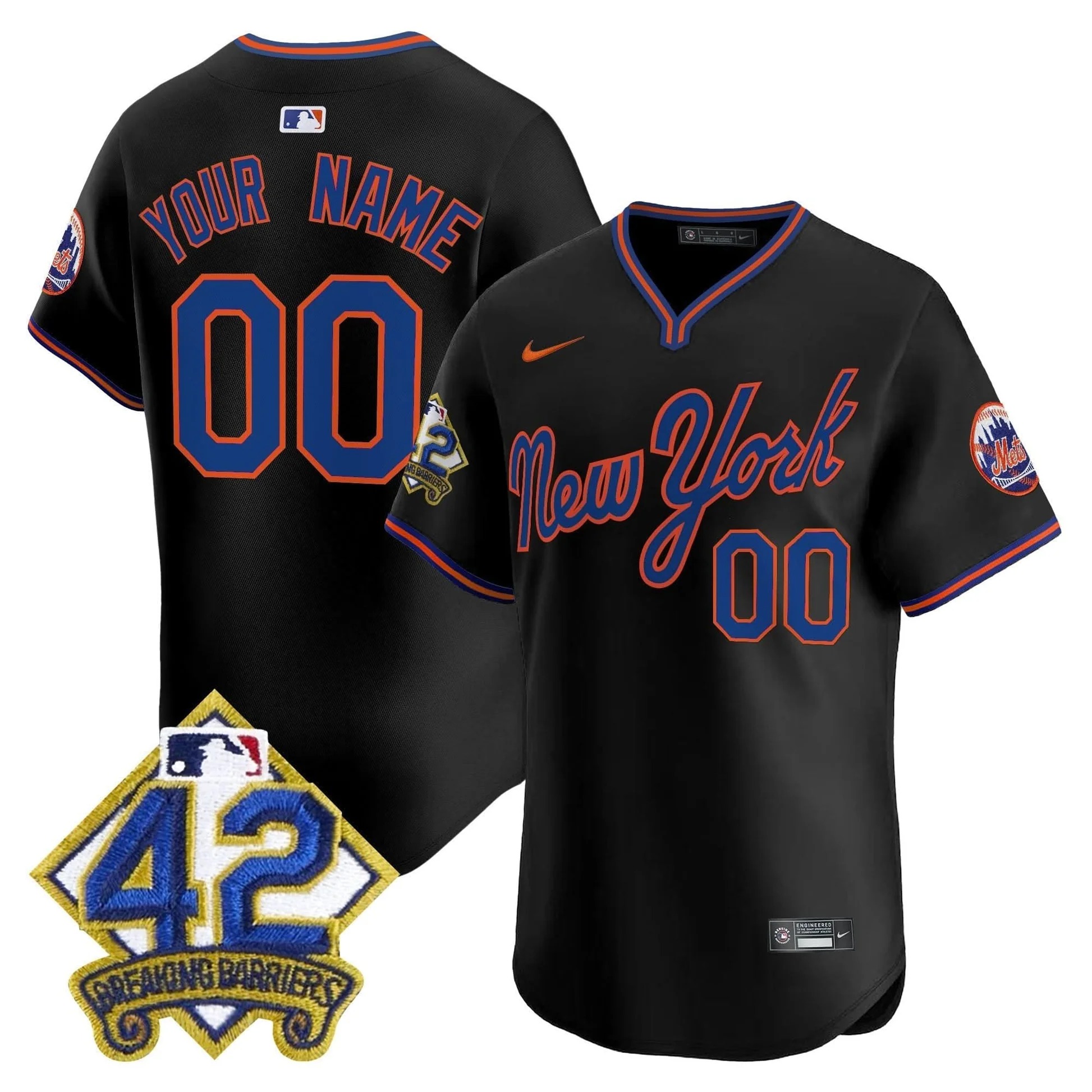 New York Mets 2025 Jackie Robinson Patch Road Alternate Custom Jersey – All Stitched - Limited Jersey | MLB Jersey New York Mets 2025 Jackie Robinson Patch Road Alternate Custom Jersey – All Stitched - Limited Jersey | MLB Jersey